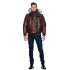Men’s brown leather fur coat