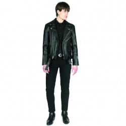 Jet-black leather jacket for men
