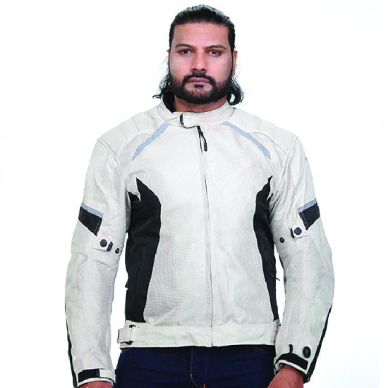 Meshed off-white-colored men’s riding jacket 